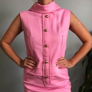 70s Vintage Pink Vogue Couturier Polyester Dress